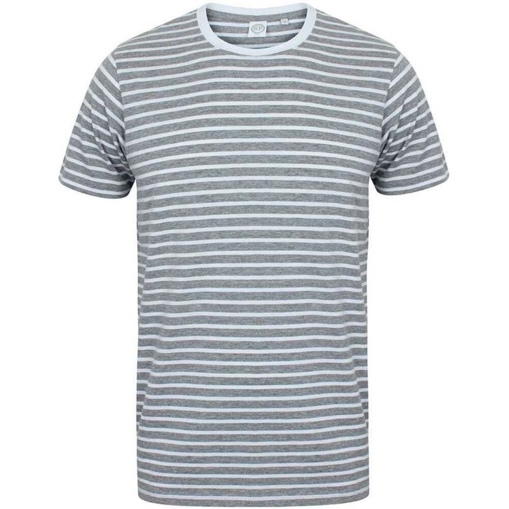 SF Unisex Adult Striped Heather T-Shirt / Gray/White